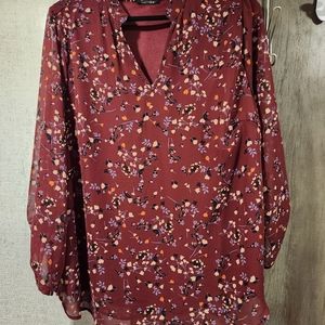 2x Papermoon Burgundy Floral Blouse